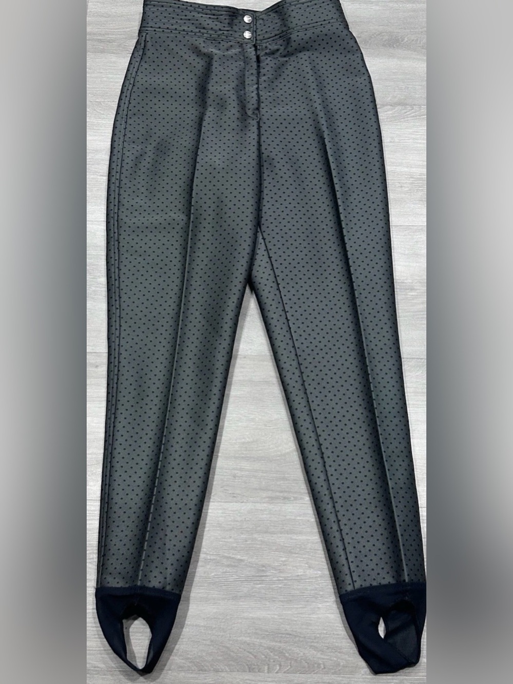 Vtg HEAD Sportswear Stirrup Ski Pants Schoeller Swiss Wool Blend Polka Dot 8 USA